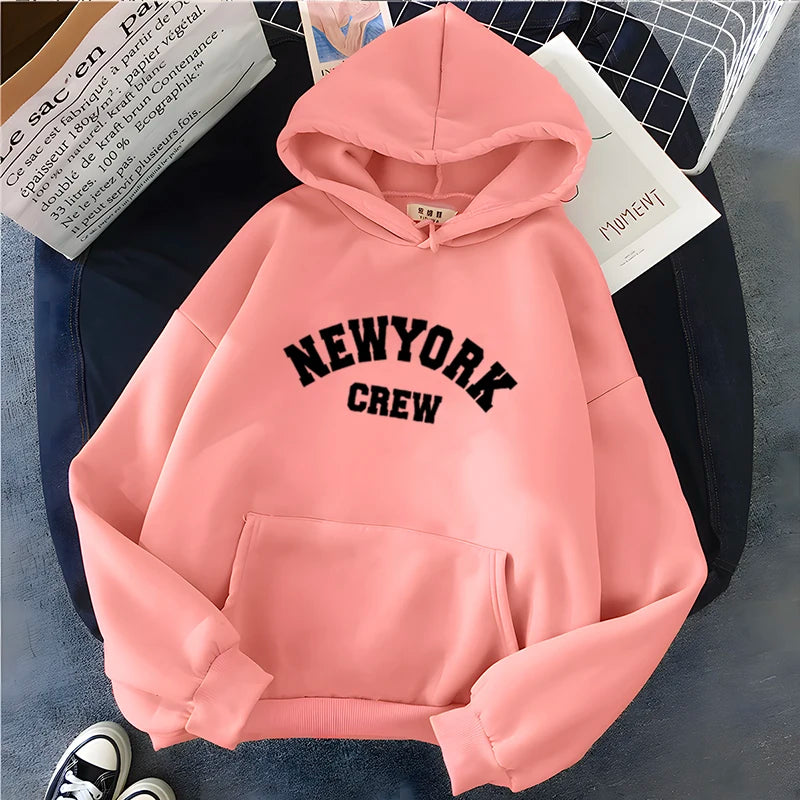 Hirsionsan Letter Print Hoodies Women Oversized Polyester Long Sleeve Female Sweatshirt Streetwear Fleece Ladies Clothes Winter  Amaijoin