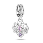 Carregue a imagem no visualizador da Galeria, 925 Sterling Silver Classic Purple Retro Heart Shape Lotus Angel Pattern Charms Beads Fit Pandora Original Bracelets DIY Jewelry  Amaijoin
