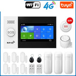 Carregue a imagem no visualizador da Galeria, 4G Alarm System For Home Security With PIR Door Sensor WiFi 4.3-inch Big Screen Tuya Smart Life App Control Support Google Alexa  Amaijoin
