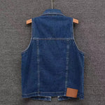 Carregue a imagem no visualizador da Galeria, Deep Blue Summer Denim Vest Tops For Woman 2024 Streetwear Chic Retro Sleeveless Jeans Waistcoat Clothes  Amaijoin
