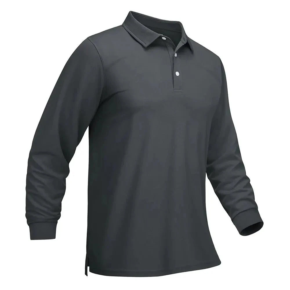 TACVASEN Quick Dry Golf Polo Shirts Mens Breathable Long Sleeve T-shirts Sports Tees Casual Work T-shirt Pullover Tops Man  Amaijoin