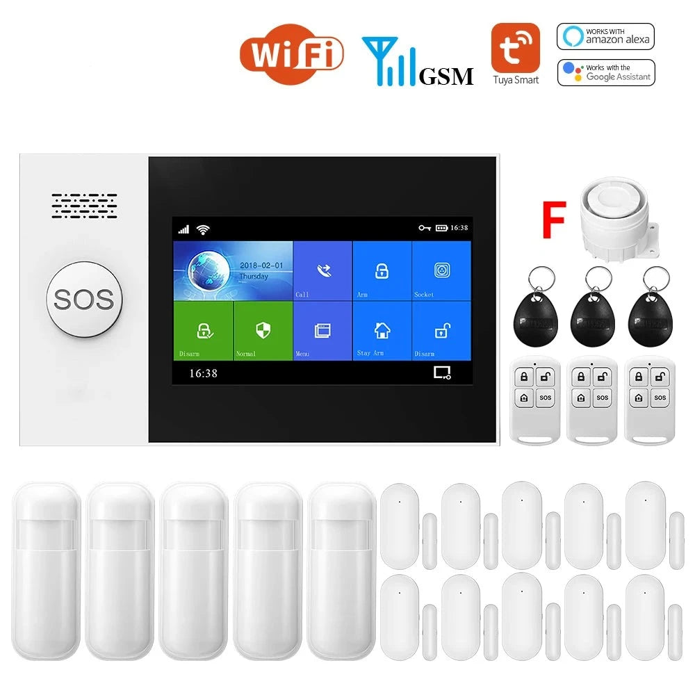 PGST PG-107 Tuya Wireless Home WIFI GSM Home Security With Motion Detector Sensor Burglar Alarm System APP Control Support Alexa  Amaijoin