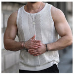 Carregue a imagem no visualizador da Galeria, Summer New Men&#39;s Sleeveless T-shirt Sleeveless Slim Knit Vest Men&#39;s Tank Top Sexy Hollow Through Men&#39;s Vest FugeesTee Sportswear  Amaijoin
