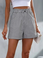 Carregue a imagem no visualizador da Galeria, New summer casual pocket striped casual shorts women&#39;s wear  Amaijoin
