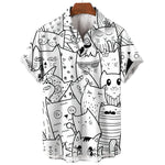 Load image into Gallery viewer, Men&#39;s Shirt Cute Cartoon Cat 3D Printed Casual Fashion Women Short Sleeves Shirts Button Lapel Tops Oversized Unisex Clothing  Amaijoin
