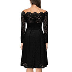 Carregue a imagem no visualizador da Galeria, Women&#39;s Dresses Summer Dresses Hollow Out Long-Sleeve Waist A-Line Big Swing Lace with Lining Dress Flowy Dresses  Amaijoin
