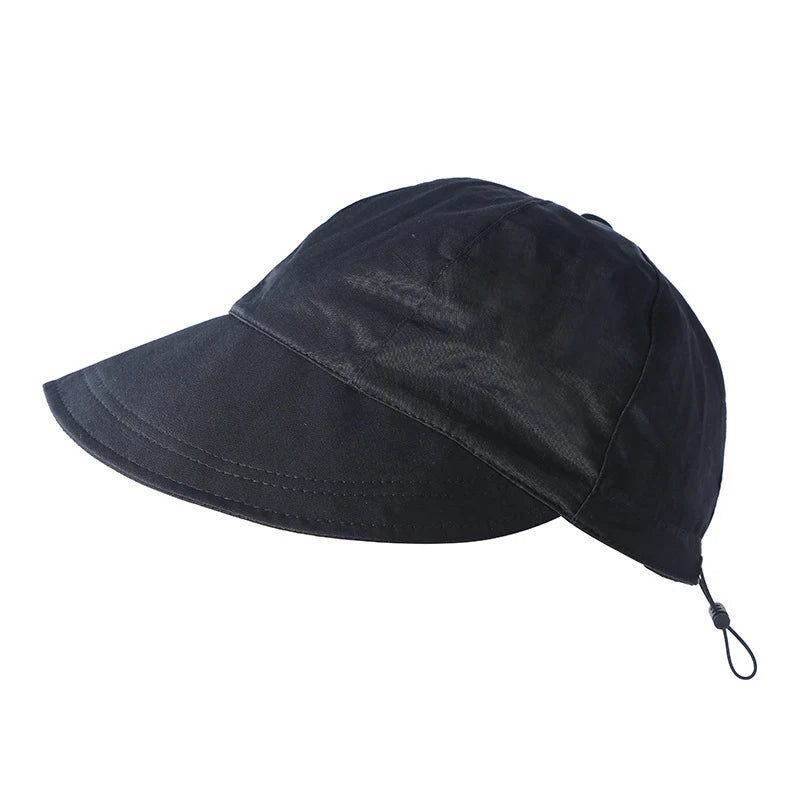 Foldable Wide Brim Ponytail Sun Hat Drawstring Adjustable Cap  Summer Quick-dry Visor Fisherman CapFor Women Beach Hat  Amaijoin