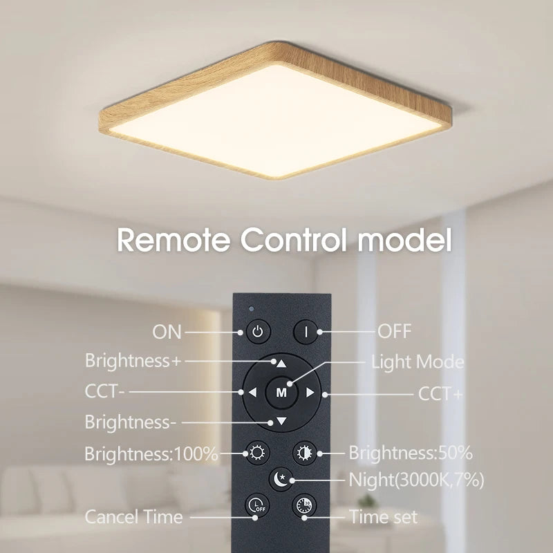 MARPOU Smart LED Ceiling Lamp Wood Grain App Voice Control Alexa/Google Remote Control Square Ceiling Lights Living Room CCT  Amaijoin