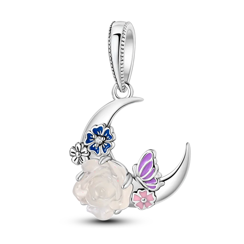 Charms Plata De Ley 925 Evil Blue Eyes Silver Sun Star Elk Dinosaur Flower Charm of Original Fits Women Anniversary DIY Jewelry  Amaijoin