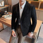 Carregue a imagem no visualizador da Galeria, 2023 Autumn Winter Suede Blazers Men Double-breasted Buttons Casual Business Suit Jacket Streetwear Social Blazer Masculino  Amaijoin
