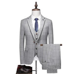 Carregue a imagem no visualizador da Galeria, ( Jacket + Vest + Pants ) 2024 New Fashion Boutique Plaid Mens Casual Business Suit Groom Wedding Dress Formal Slim Plaid Suit  Amaijoin
