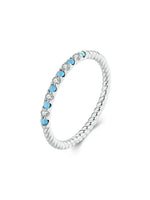 Load image into Gallery viewer, WOSTU Real 925 Sterling Silver Blue Turquoise White CZ Twist Band Ring For Women exquisite Round Wedding Rings Party Jewelry  Amaijoin
