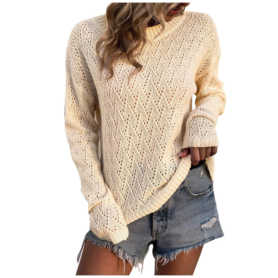 Women's Casual Fashion 2022 Long Sleeved Knitting Solid Color Sweater Top Women's sweater korean fashion y2k clothes 2024  Amaijoin