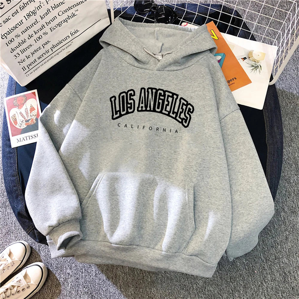 Hot Sale Los Angeles, California City Letter Print Hoody For Women Warm Oversize Sweatshirt Casual Street Hip Hop Clothes Female  Amaijoin