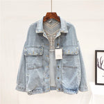 Carregue a imagem no visualizador da Galeria, Denim Jacket Korean Floral Embroidery Suede Fringe Loose Chaquetas Mujer Coat Long Sleeve Outerwear Women Veste Femme  Amaijoin
