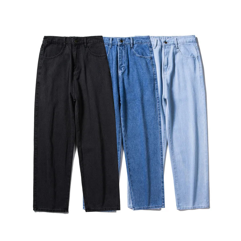 Men's Straight Jeans Spring Summer New Classic Style Elastic Waist Loose Drape Fashion Y2k Trousers Male Streetwear  Amaijoin