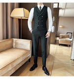 Carregue a imagem no visualizador da Galeria, High Quality Double-Breasted Solid Mens Vest Coat Korean Style Business Slim Fit Male Waistcoat Groom Wedding Dress Suit Vests  Amaijoin
