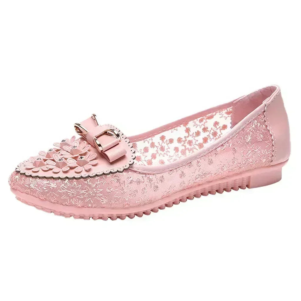 2024 Summer Hot Selling Breathable Women's Flat Shoes Slip-on Women's Shoes Mesh Loafers Flat Appliqués Bow Tie Soft Sole Shoes  Amaijoin