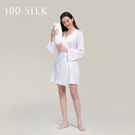 Carregue a imagem no visualizador da Galeria, Birdtree 19Momme 100%Pure Mulberry Silk Mini Robe for Women Silky Sleepwear Ladies Elegant Nightgown Natural Pajamas P3D037QM  Amaijoin
