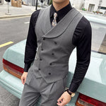 Carregue a imagem no visualizador da Galeria, High Quality Autumn Double Breasted Suit Vest Men Business Formal Sleeveless Vest Slim Fit Wedding Groom Banquet Party Waistcoat  Amaijoin
