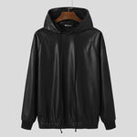 Carregue a imagem no visualizador da Galeria, INCERUN 2023 Fashion Men Sweatshirts PU Leather Hooded Long Sleeve Hoodies Streetwear Solid Color Punk Casual Men Pullover 5XL 7  Amaijoin
