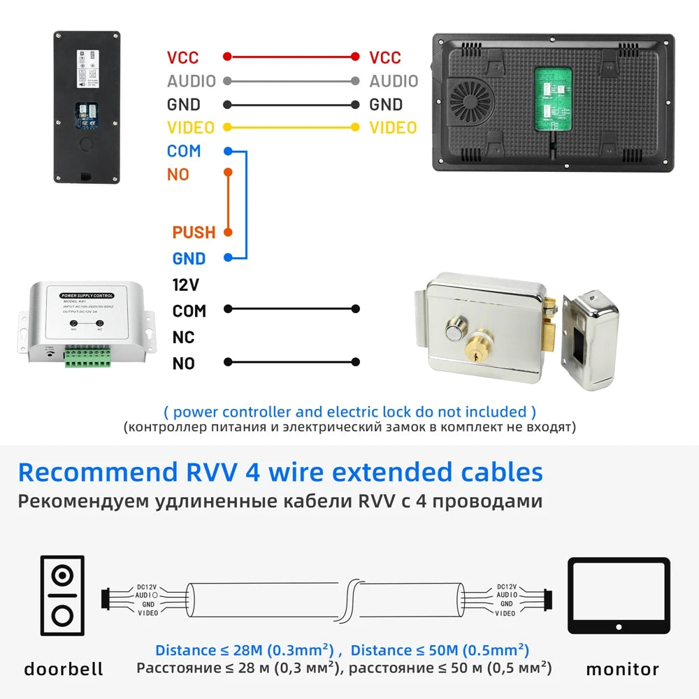 Wired Video Intercom for Home Outdoor Door Phone with Screen 7 Inch Monitor Street Doorbell  RFID Call Panel Open Electric Lock  Amaijoin