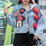 Carregue a imagem no visualizador da Galeria, 2024 New Women Coat Cartoon Sticker Embroidered Sequin Short Denim Jacket Loose Bowknot Top  Amaijoin
