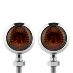 Load image into Gallery viewer, 2/4PCS Universal Metal Retro Motorcycle Turn Signal 12V Indicator Light  Black Chrome Bullet Running Lights Lamp Amber Blinkers  Amaijoin
