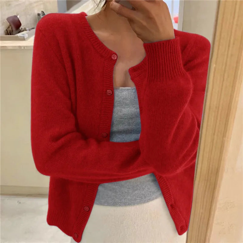 2024 Spring Autumn New  Collar Sweater Design Sensibility Knitted Cardigan Top Unique Spring Knitwear Base Layer Top  Amaijoin