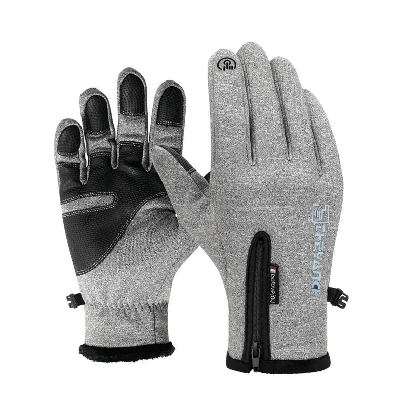 1 Pairs Winter Gloves Mens Touchscreen Non-Slip Unisex Waterproof Windproof Warm Cycling Cold Gloves Fashion Zipper Sports Glove  Amaijoin