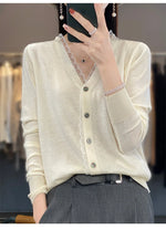 Carregue a imagem no visualizador da Galeria, 2023 Spring and Summer Cashmere Cardigans Women  V-neck Knitted Sweater Fashion Knitwear Solid Cashmere Cardigans Women&#39;s  Amaijoin
