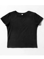 Carregue a imagem no visualizador da Galeria, 100% Cotton Womens Crop T-shirts Black Solid Color Tees Shirts O-Neck Tight Short Sleeves Clothes Fashion Street Female Tops  Amaijoin
