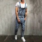 Load image into Gallery viewer, Men Stylish Slim Biker Jeans Bib Overalls Jumpsuits jeans Man Streetwear Casual Stretch Ripped Dungarees Male Strap Jeans  Amaijoin
