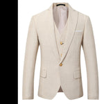 Carregue a imagem no visualizador da Galeria, New Design Beige Linen Suit for Men 3 Pieces Formal Wedding Prom Set Slim Fit Jacket Best Man Groom Tuxedos Costume Homme  Amaijoin
