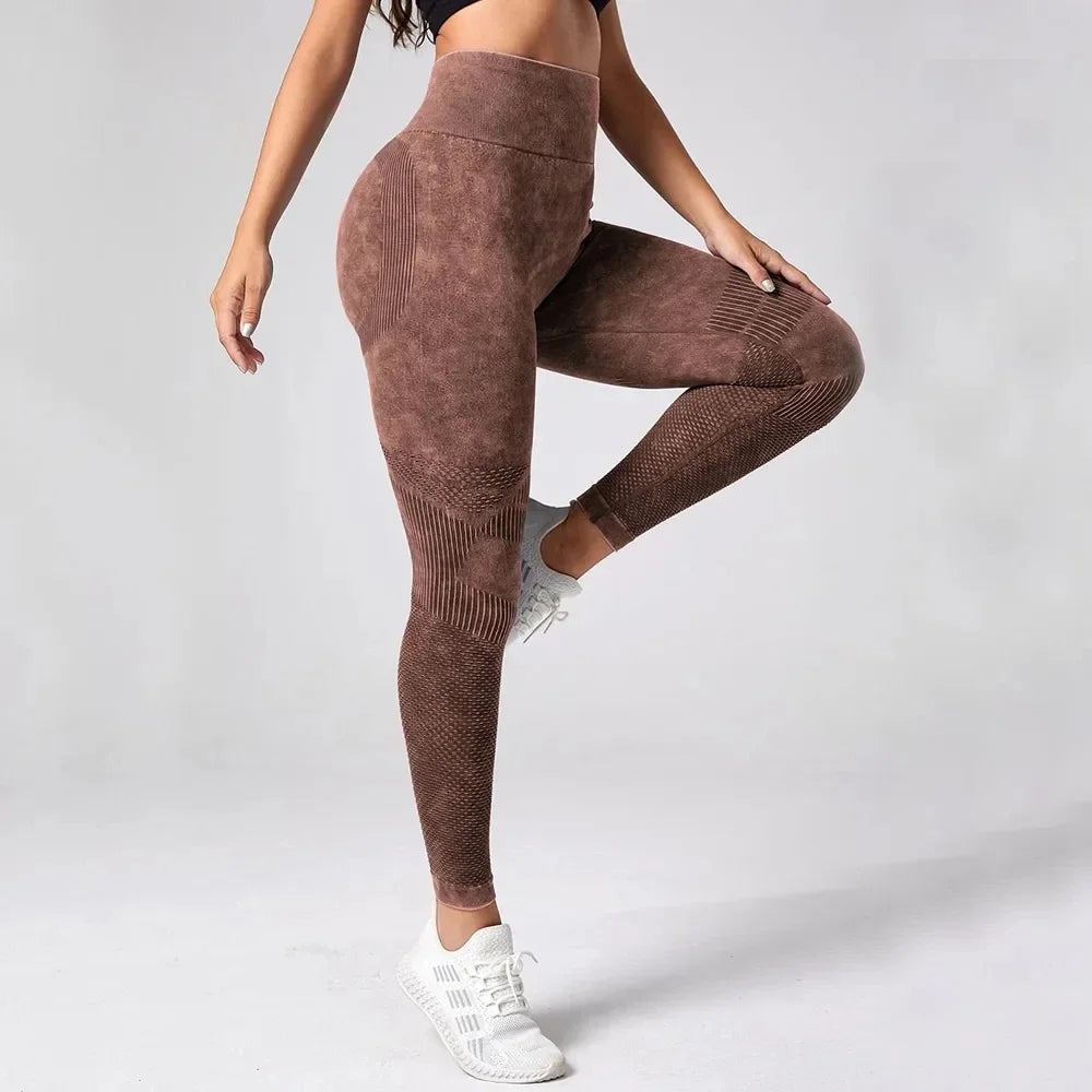 2023 Women Leggings Washing Yoga pants Bubble Butt Push Up Fitness Legging High Waist Scrunch Tight Mujer Gym Seamless Legging  Amaijoin