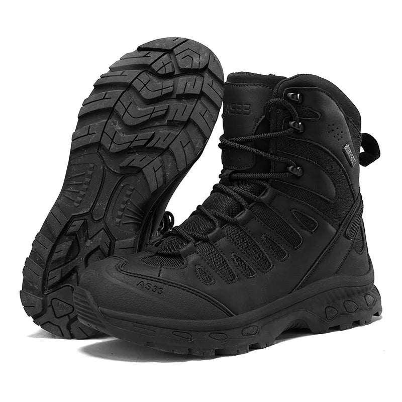 Men's Military Boots Rotating Button Men Desert Tactical Boots Outdoor Combat Boots Wear Resistant Man Winter Boots Hiking Shoes  Amaijoin