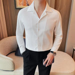 Carregue a imagem no visualizador da Galeria, 2024 Spring Summer V-neck Long Sleeved Shirt for Men&#39;s Business Casual Formal Dress Shirts Male Social Party Tuxedo Streetwear  Amaijoin
