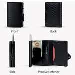 Carregue a imagem no visualizador da Galeria, CASEKEY Credit Card Case Mini Wallet Men RFID Carbon Fiber Pu Leather Smart Vallet Small Aluminum Card Holder Portafoglio Uomo  Amaijoin
