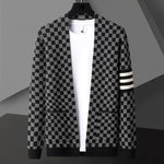 Carregue a imagem no visualizador da Galeria, High end brand  plaid knitted men&#39;s cardigan 2023spring and autumn new fashion stripe Korean casual pocket shawl sweater coat  Amaijoin
