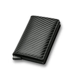 Carregue a imagem no visualizador da Galeria, Custom Card Holder Rfid Black Carbon Fiber Leather Simple Wallet Men&#39;s Gift Personalized  Amaijoin
