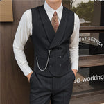 Carregue a imagem no visualizador da Galeria, 4XL-M Brand Clothing Men&#39;s Spring High Quality Business Suit Vest/Male Slim Fit Stripe Double-breasted Blazers Vest Men&#39;s Dress  Amaijoin
