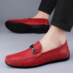 Carregue a imagem no visualizador da Galeria, Summer Genuine Leather Men Loafers Breathable Flats Men&#39;s Casual Shoes Moccasins Man Lightweight Driving Shoes Red Wedding Shoes  Amaijoin
