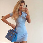 Carregue a imagem no visualizador da Galeria, Women&#39;s Spring 2023 New Cross border European and American Dress Sexy Wrap Hip Skirt Short Sleeve Zipper miniskirt  Amaijoin
