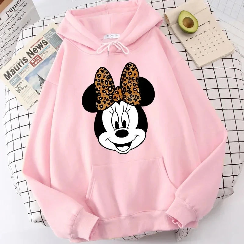 Disney Mickey Mouse Printed Hoodie Minnie Pattern Women's Sweatshirt Loose Long Sleeve Pullover Y2K Autumn Fleece Men's Hoodie  Amaijoin