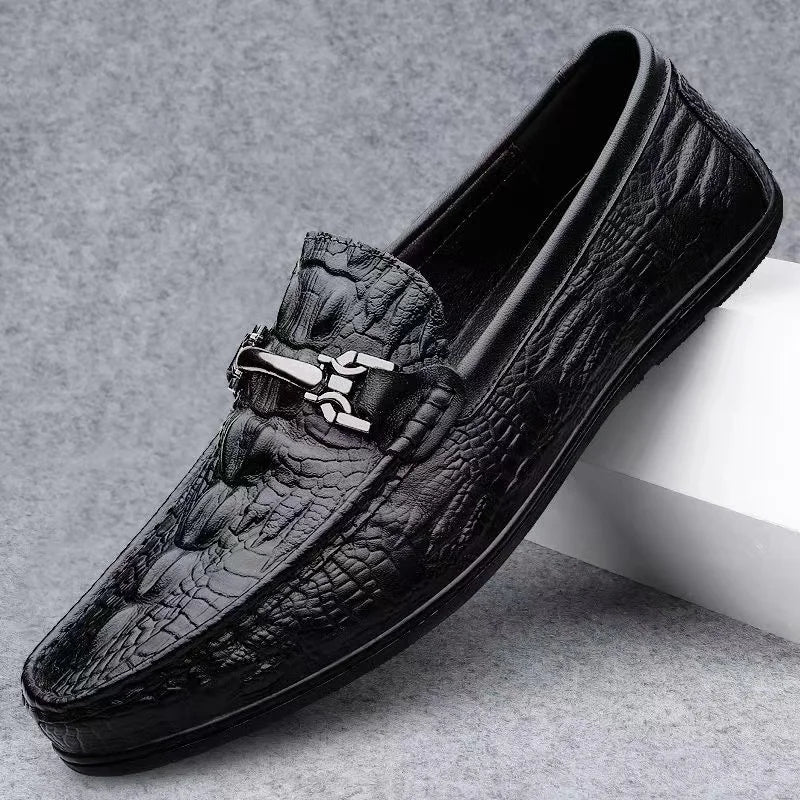 Genuine Leather Men Casual Shoes Luxury Brand New Mens Loafers Moccasins Breathable Slip on Black Driving Shoes Plus Size 37-45  Amaijoin