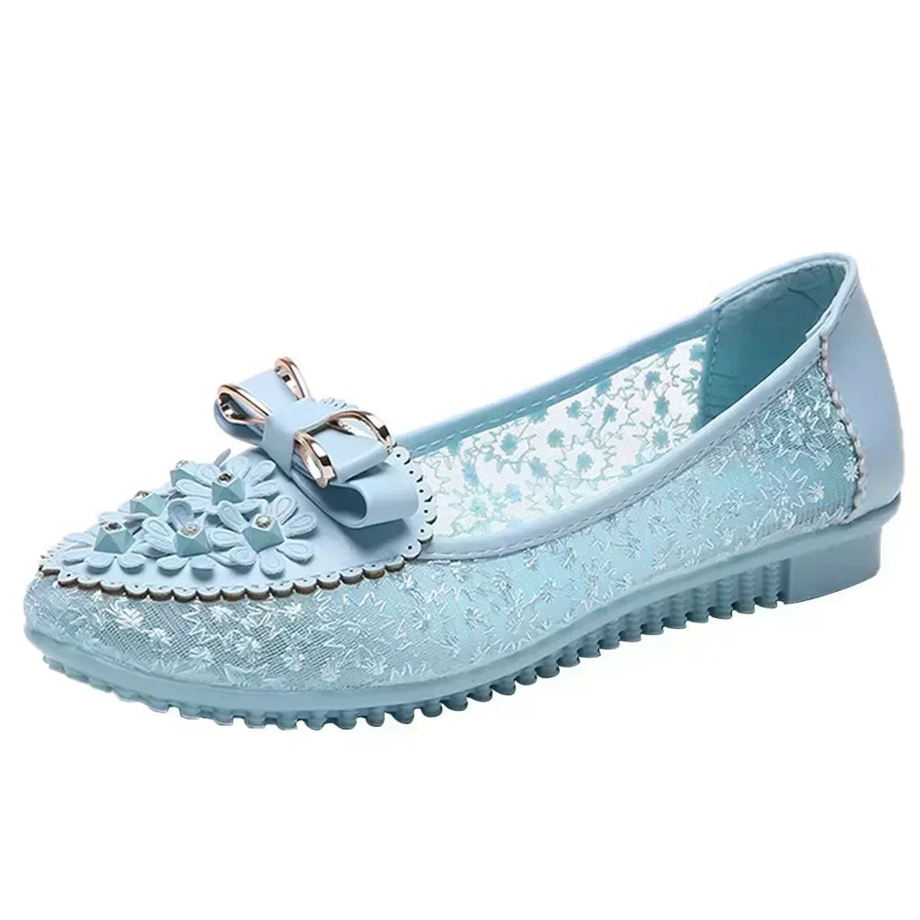 2024 Summer Hot Selling Breathable Women's Flat Shoes Slip-on Women's Shoes Mesh Loafers Flat Appliqués Bow Tie Soft Sole Shoes  Amaijoin