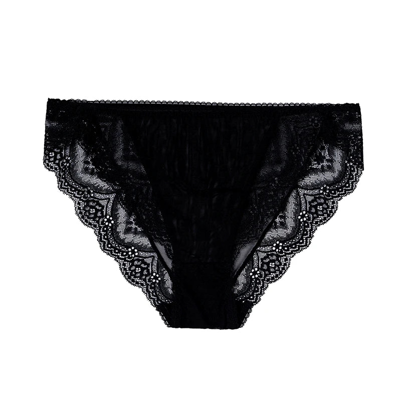 Birdtree 1pcs Lining 100%Mulberry Silk Lace Underpants Women Hollow Out Sexy Sweet Thin Briefs Underwear 2023 New P30393QM  Amaijoin