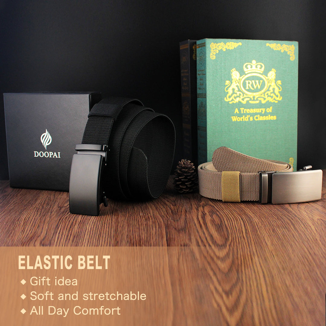 New Golf Sports Elastic Belt Tactical Belt Metal Automatic Buckle Tough Stretch Nylon Men Military Belt 115-150CM Big Size Belts  Amaijoin