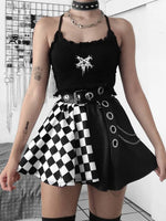 Carregue a imagem no visualizador da Galeria, Halloween Contrast Color Black and White Checkered Dark Style Skirt  Amaijoin
