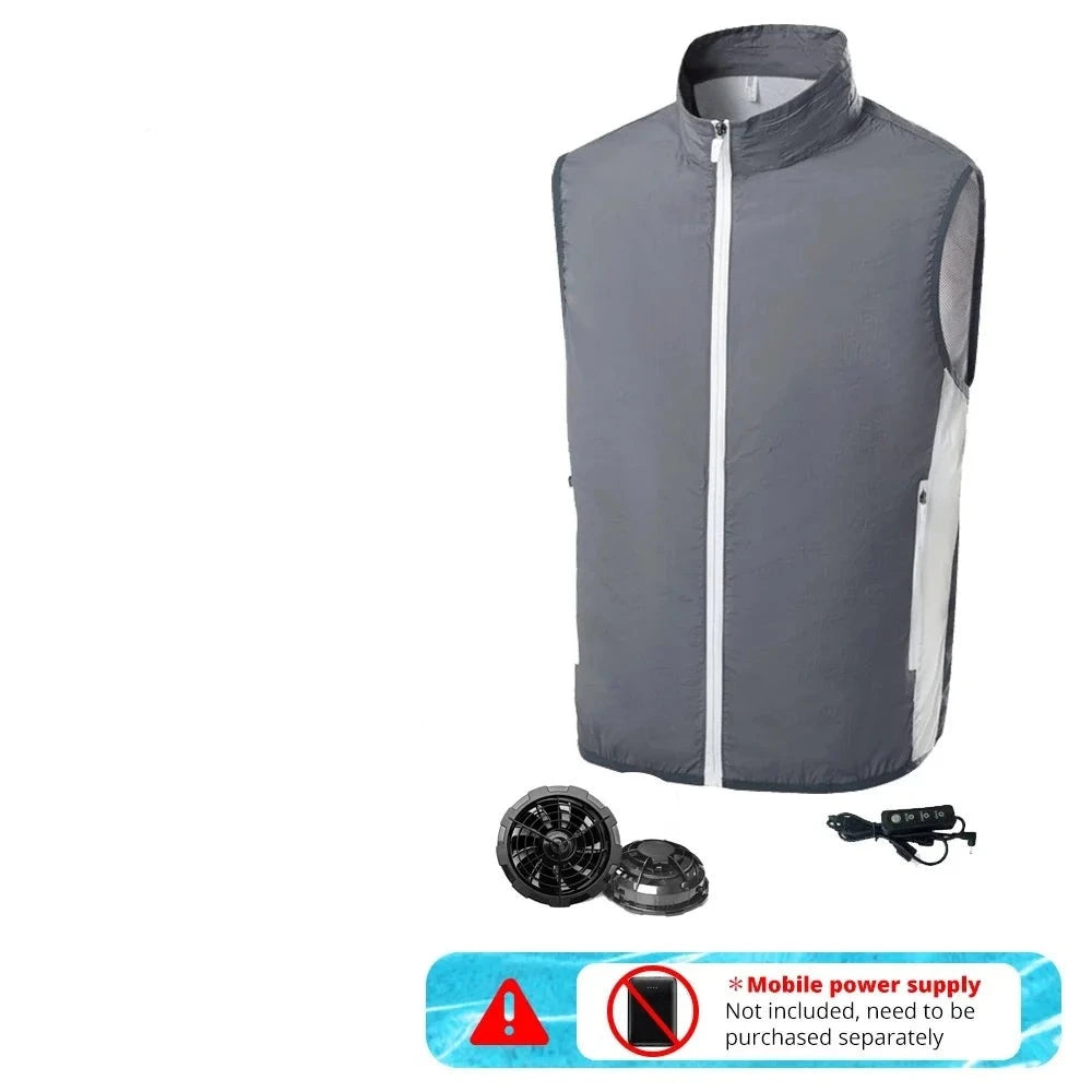 2024 Summer Air-conditioning Vest Cooling Work Clothes Outdoor Heat Protection Three Speed Adjustment Fan Hiking Clothes  Amaijoin